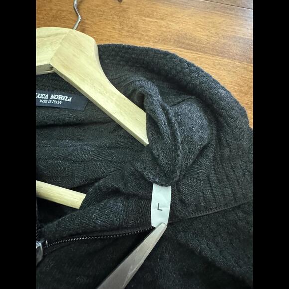 Luca Nobili, Grey Wool Blend Quarter Zip Sweater, Made in Italy, Mens Large - Picture 5 of 7